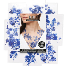 Blue Florals Tattoo Set