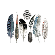 Watercolor Feather Tattoo Set