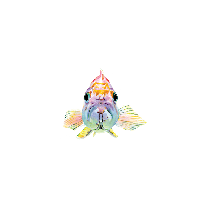 Neon Fish Face Tattoo