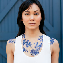 Blue Florals Tattoo Set