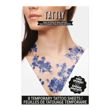 Blue Florals Tattoo Set