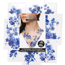 Blue Florals Tattoo Set