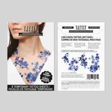 Blue Florals Tattoo Set