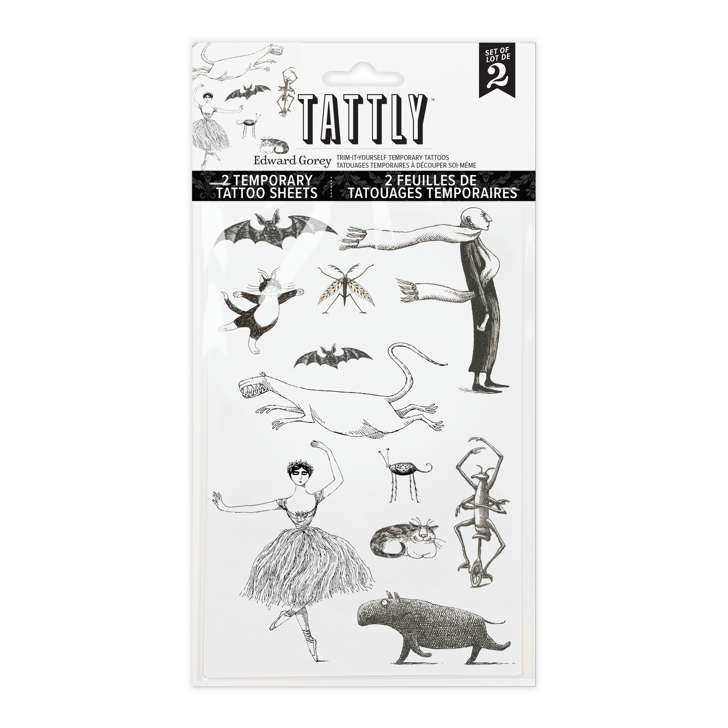 Gorey’s Creatures & Figures Tattoo Sheet