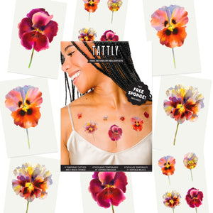 Wild Pansy Tattoo Set