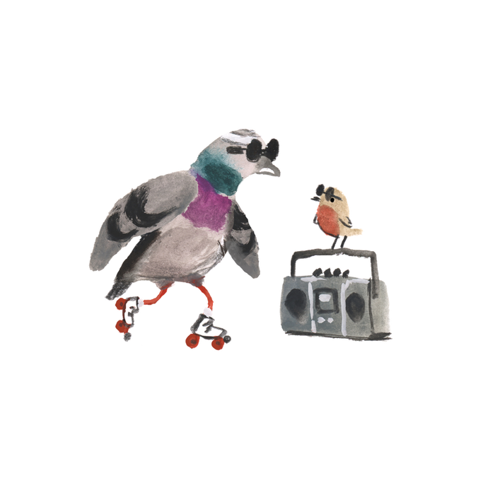 Skatin' City Pigeon Tattoo
