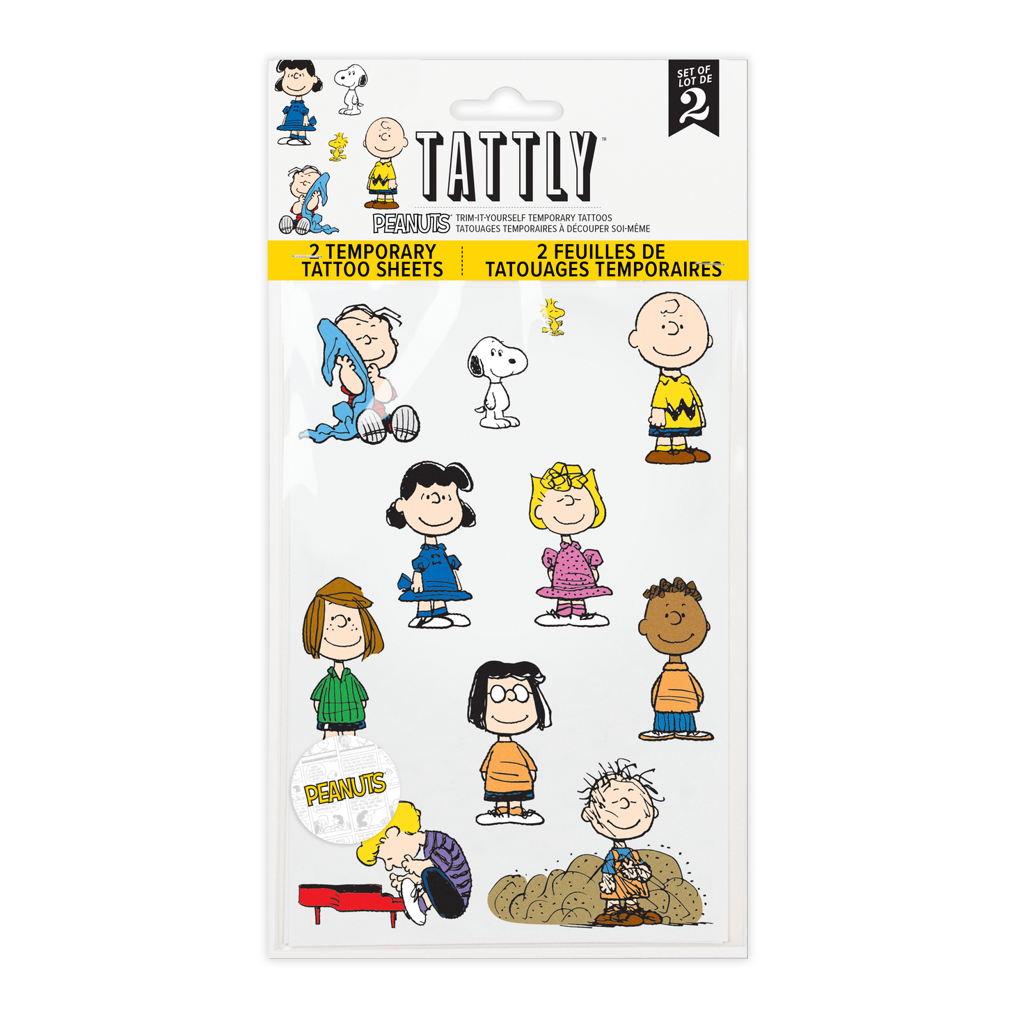 Peanuts Classic Character Tattoo Sheet