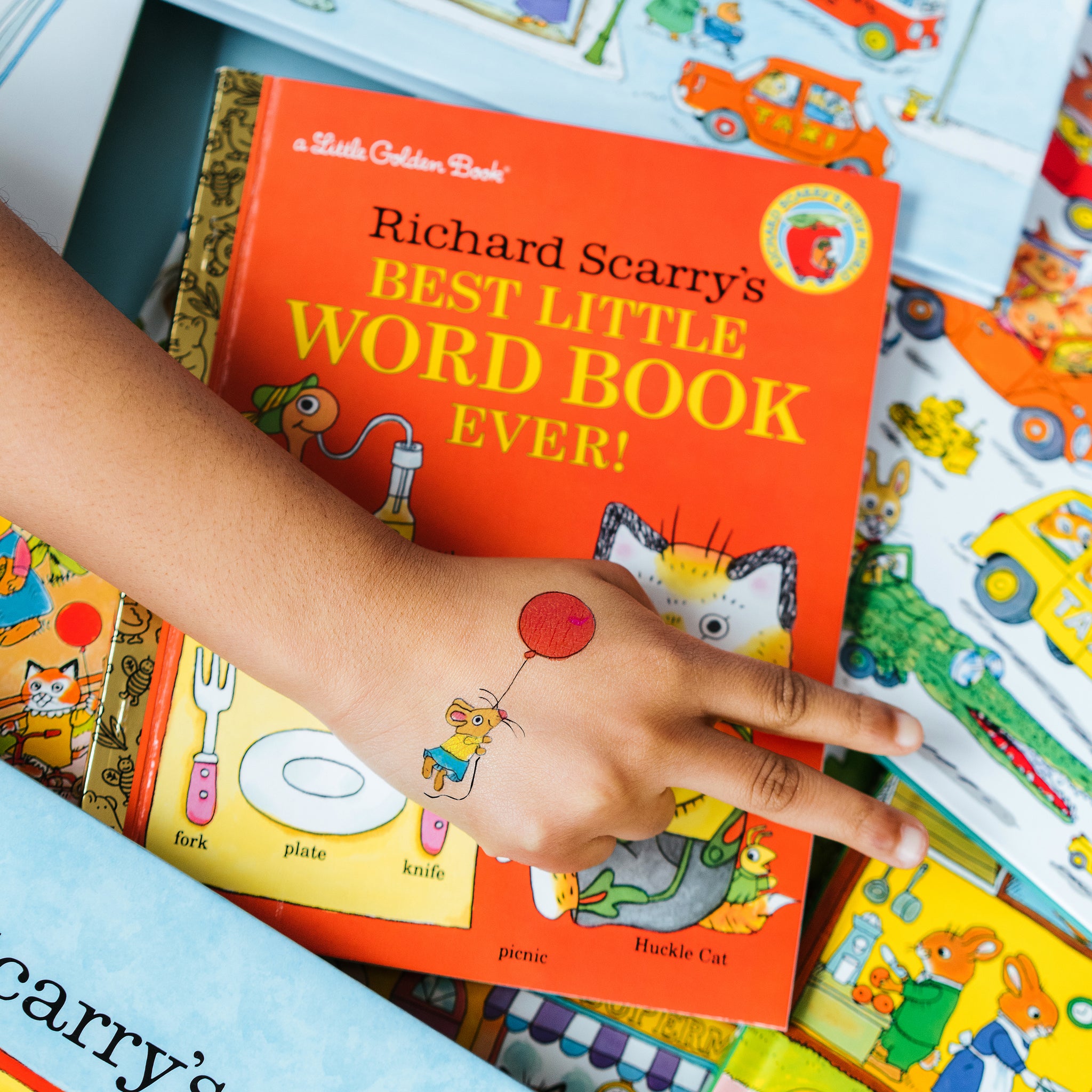 Mouse Balloon Tattoo by Richard Scarry from Tattly Temporary Tattoos