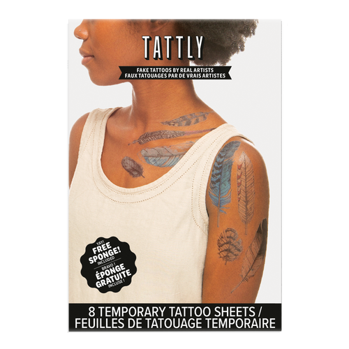 Watercolor Feather Tattoo Set