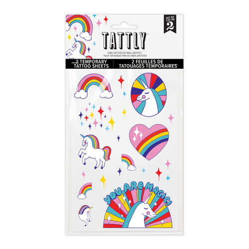 Rainbow Unicorns Tattoo Sheet