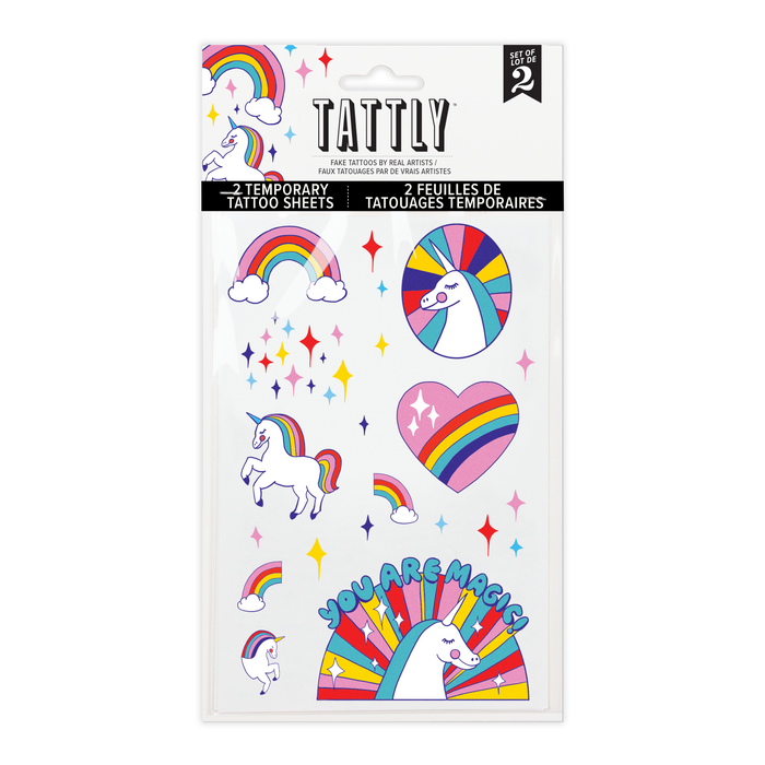Rainbow Unicorns Tattoo Sheet