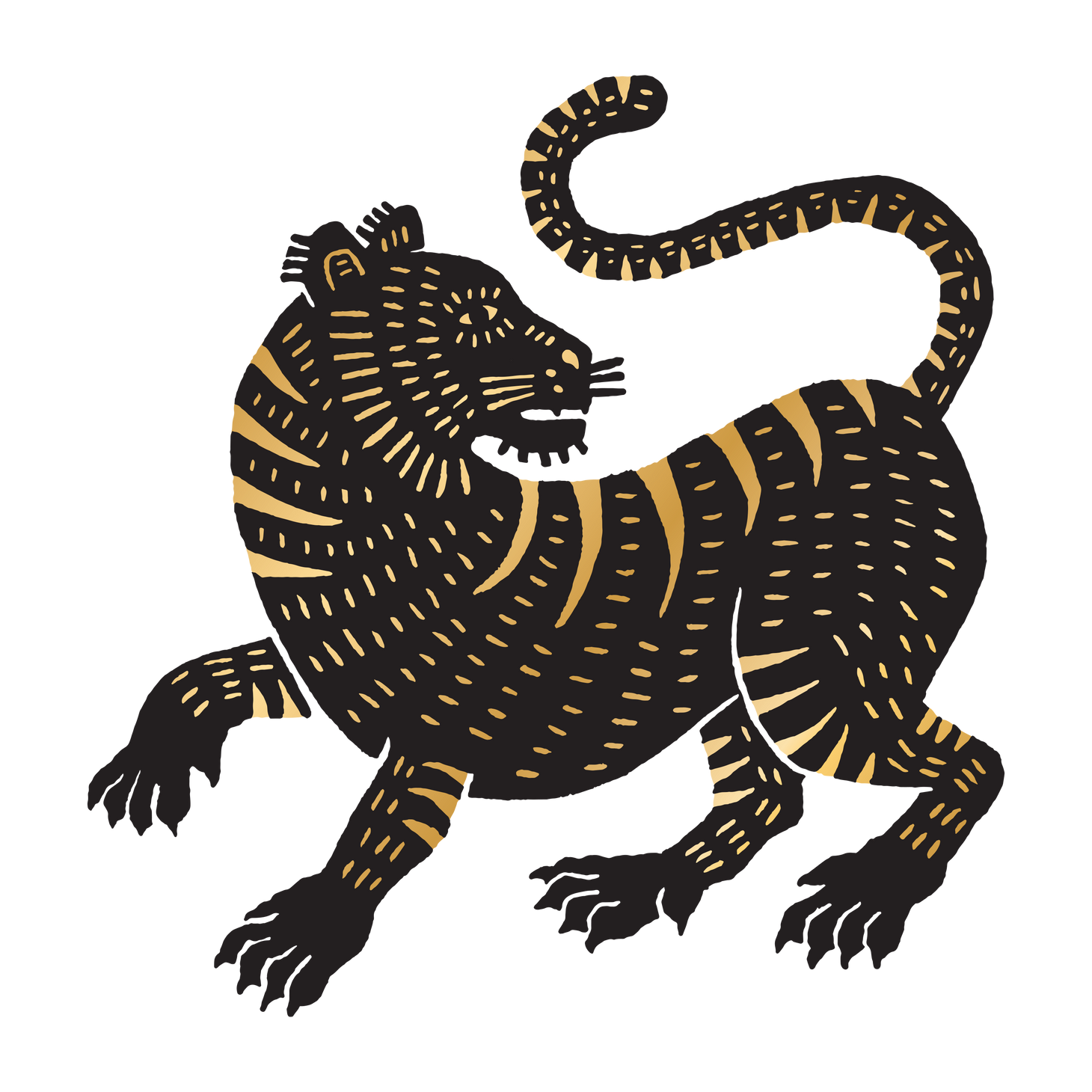 Tiger Silhouette In Black Tribal Tattoo Style Vector Art
