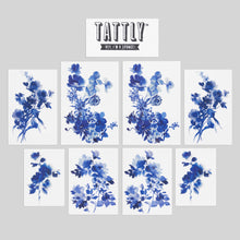 Blue Florals Tattoo Set