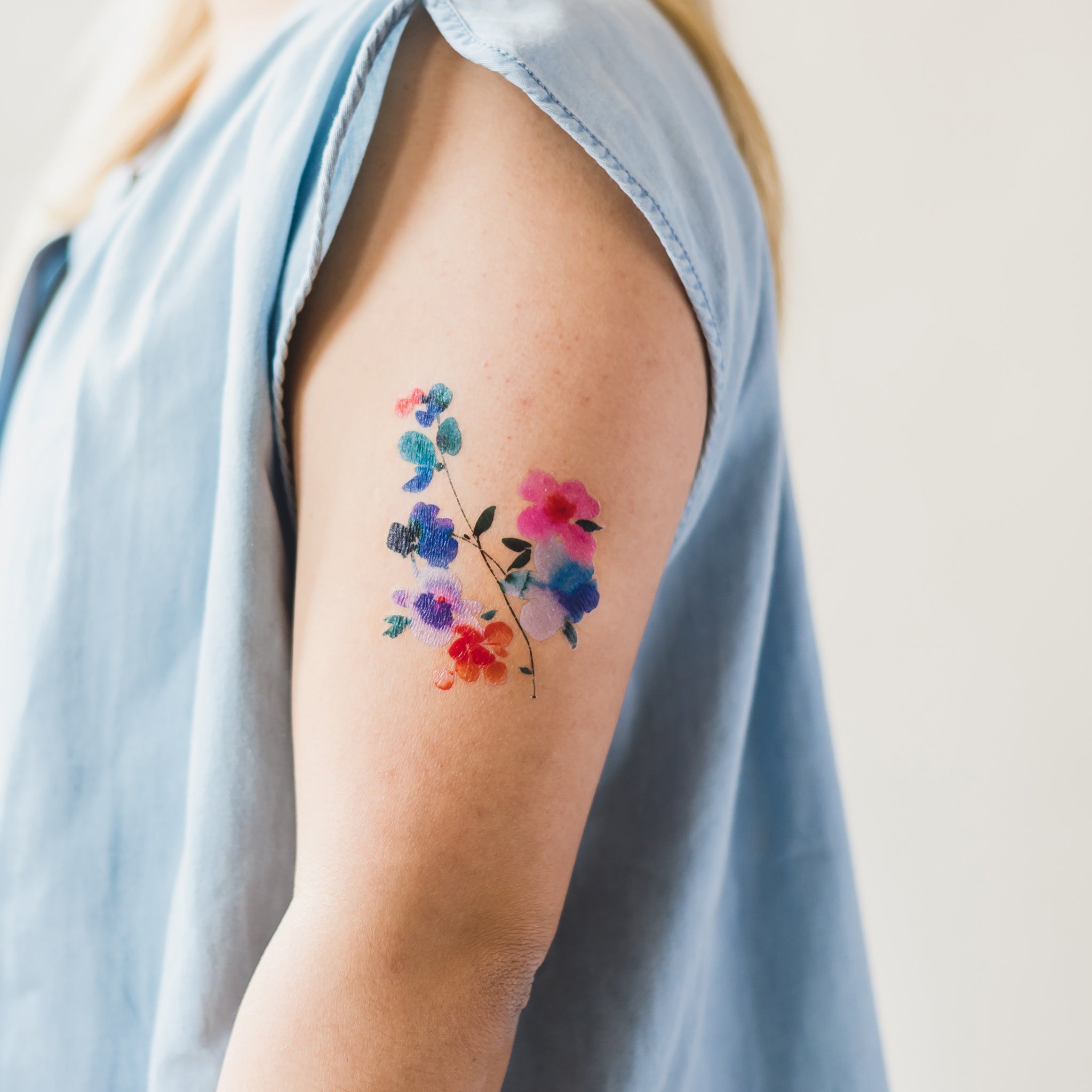 Blue Rose By Lena Fedchenko Temporary Tattoo (Set of 3) – Small Tattoos
