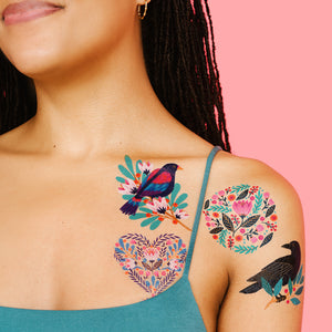 Birds & Blossoms Tattoo Set