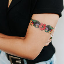 Red Flower Cuff Tattoo