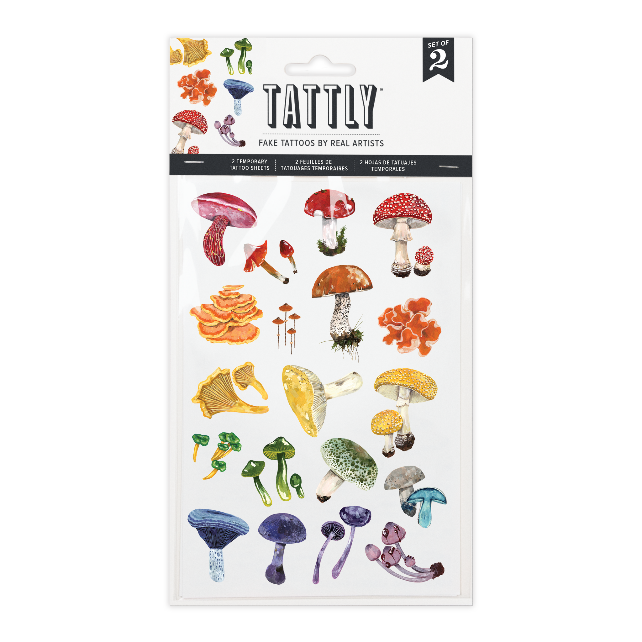 Colorful Mushrooms Tattoo Sheet – Tattly Temporary Tattoos & Stickers