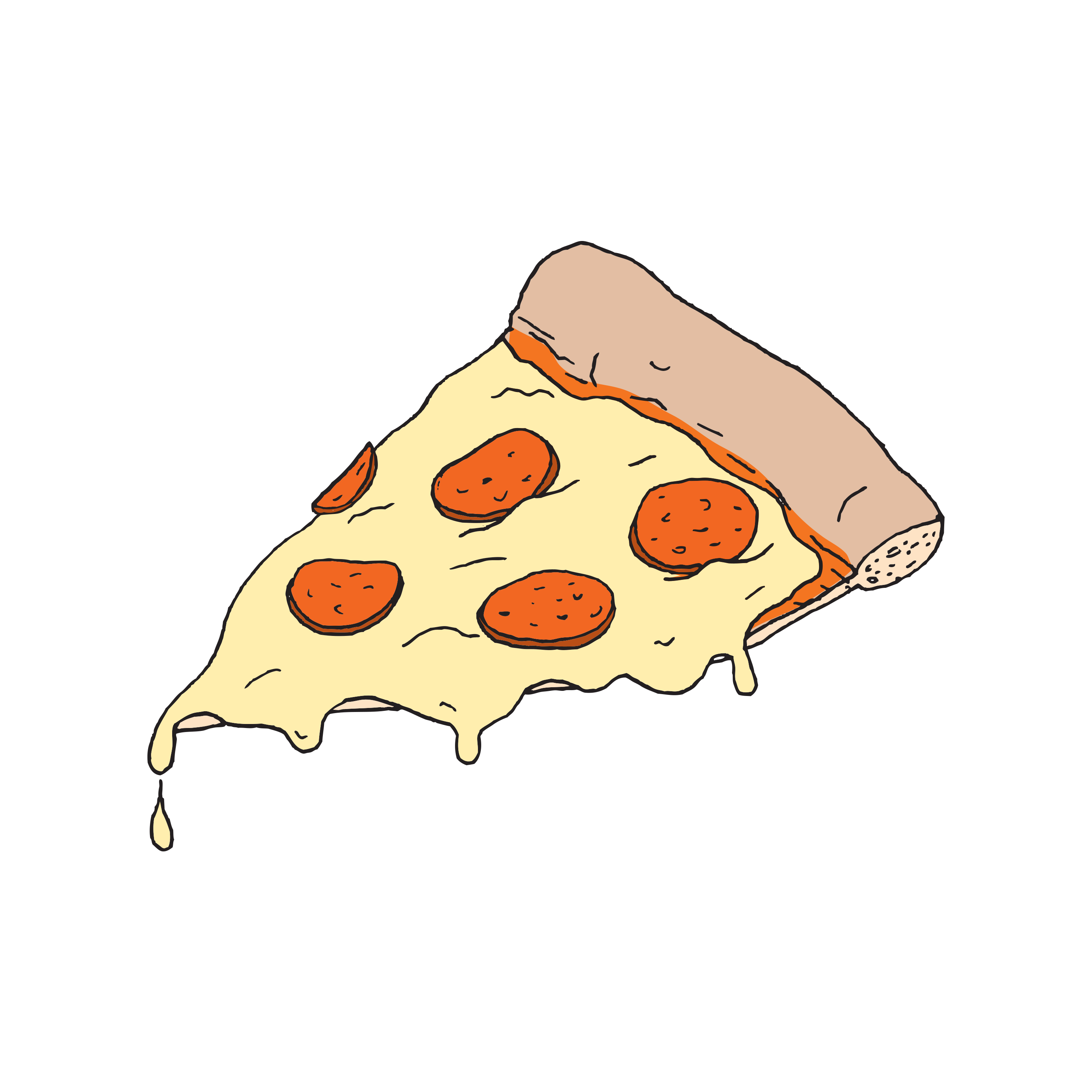 Hand drawn pizza slice. Pizzeria engraving logo, sketch