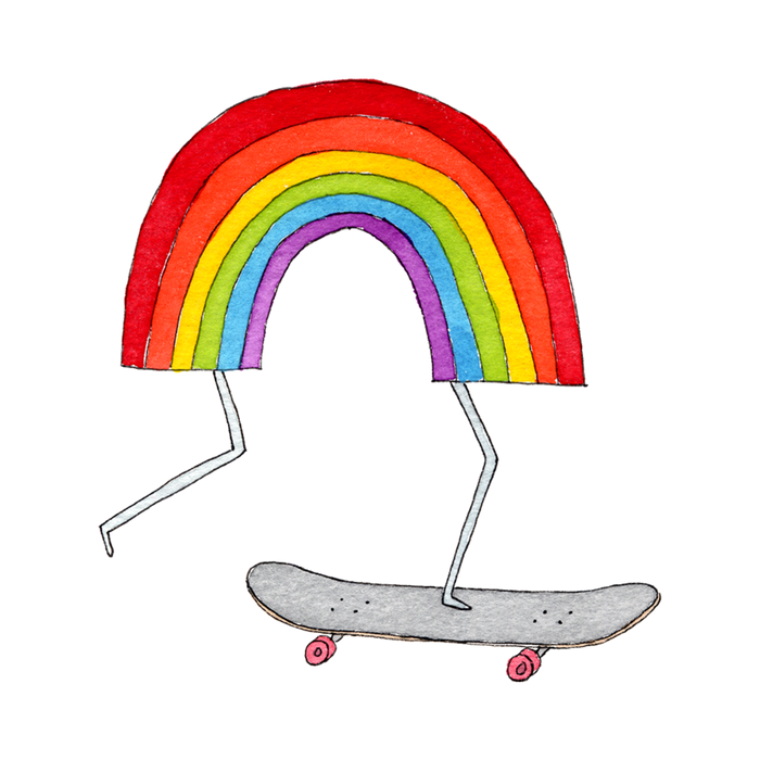 Rainbow Skateboard Tattoo