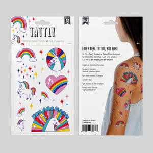 Rainbow Unicorns Tattoo Sheet