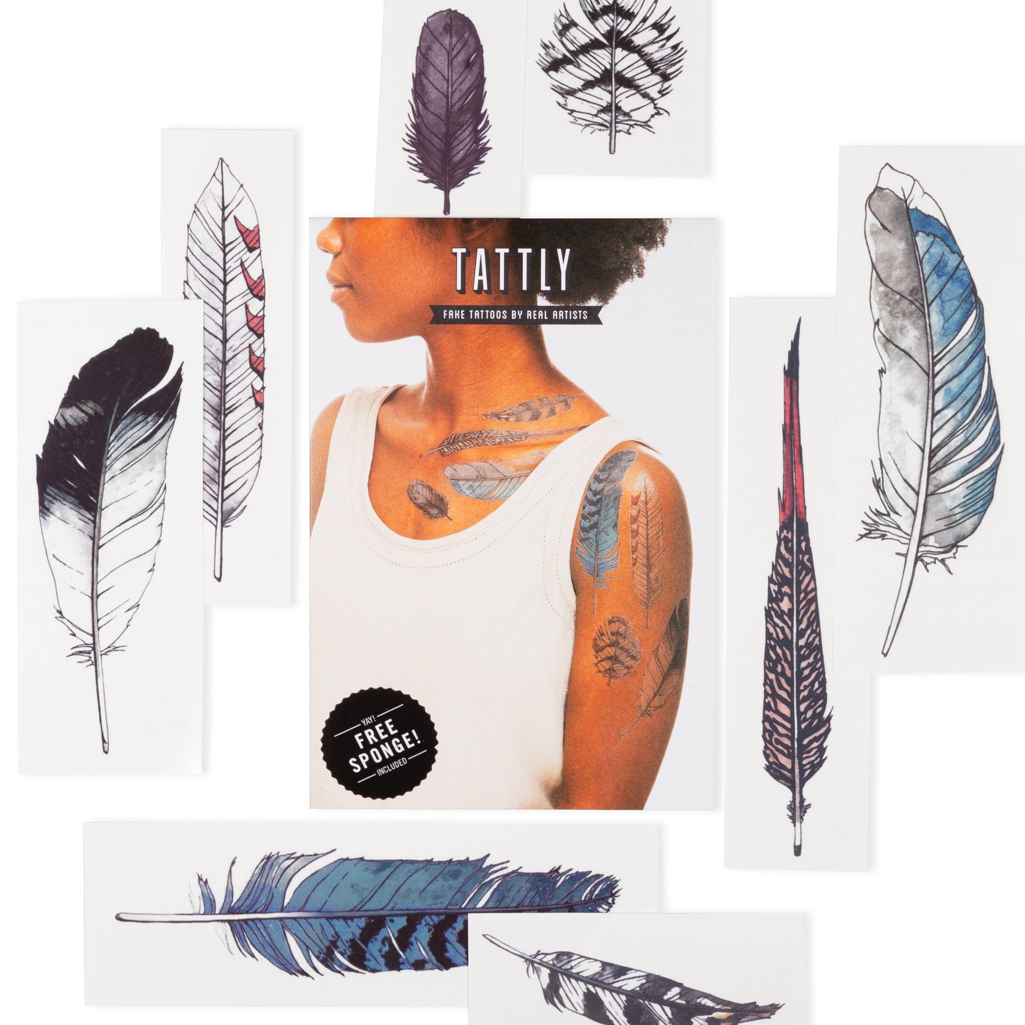 Watercolor Feather Set by Natasha Lawyer from Tattly Temporary