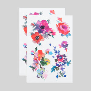 Watercolor Florals Tattoo Sheet